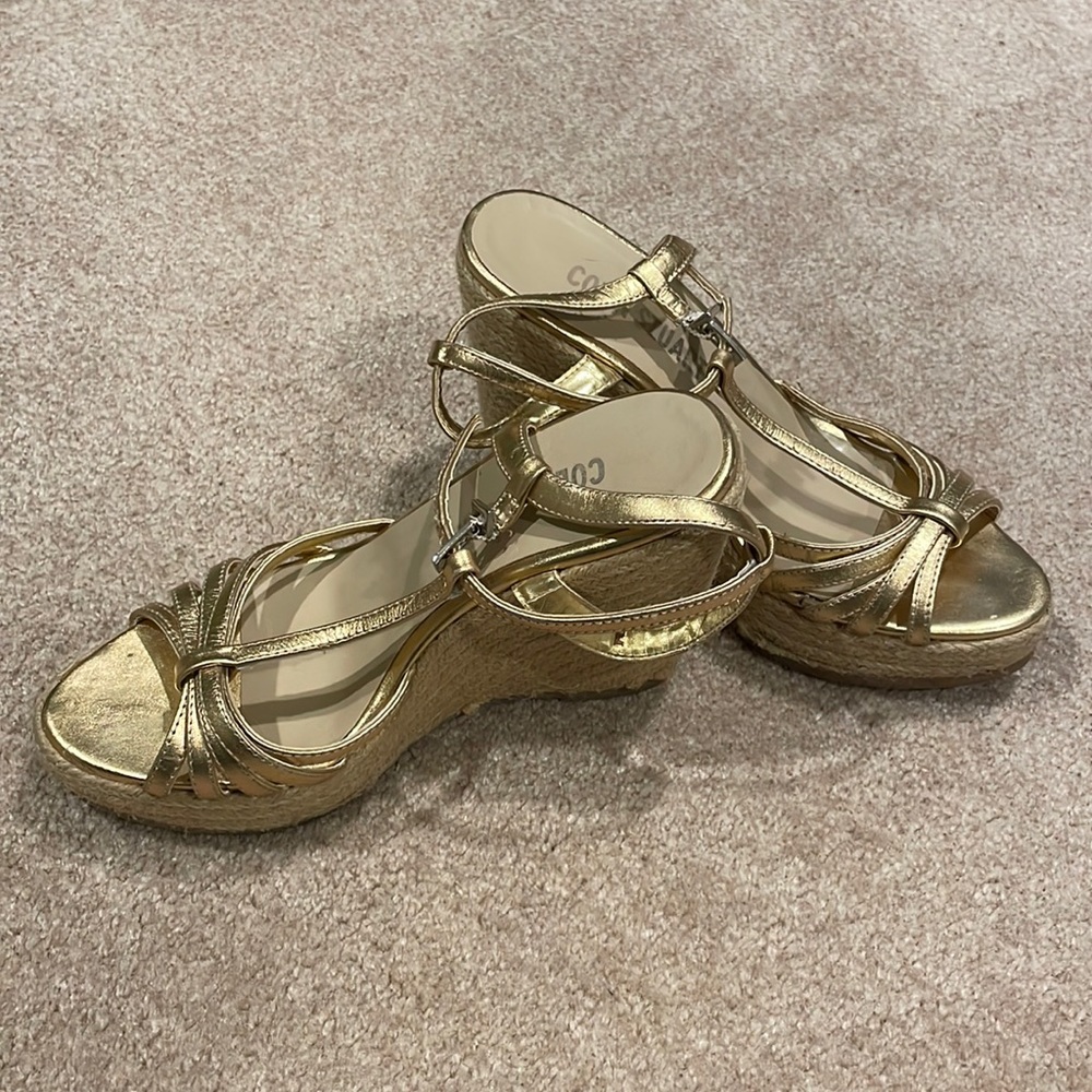 Colin Stuart Gold Espadrille Wedges